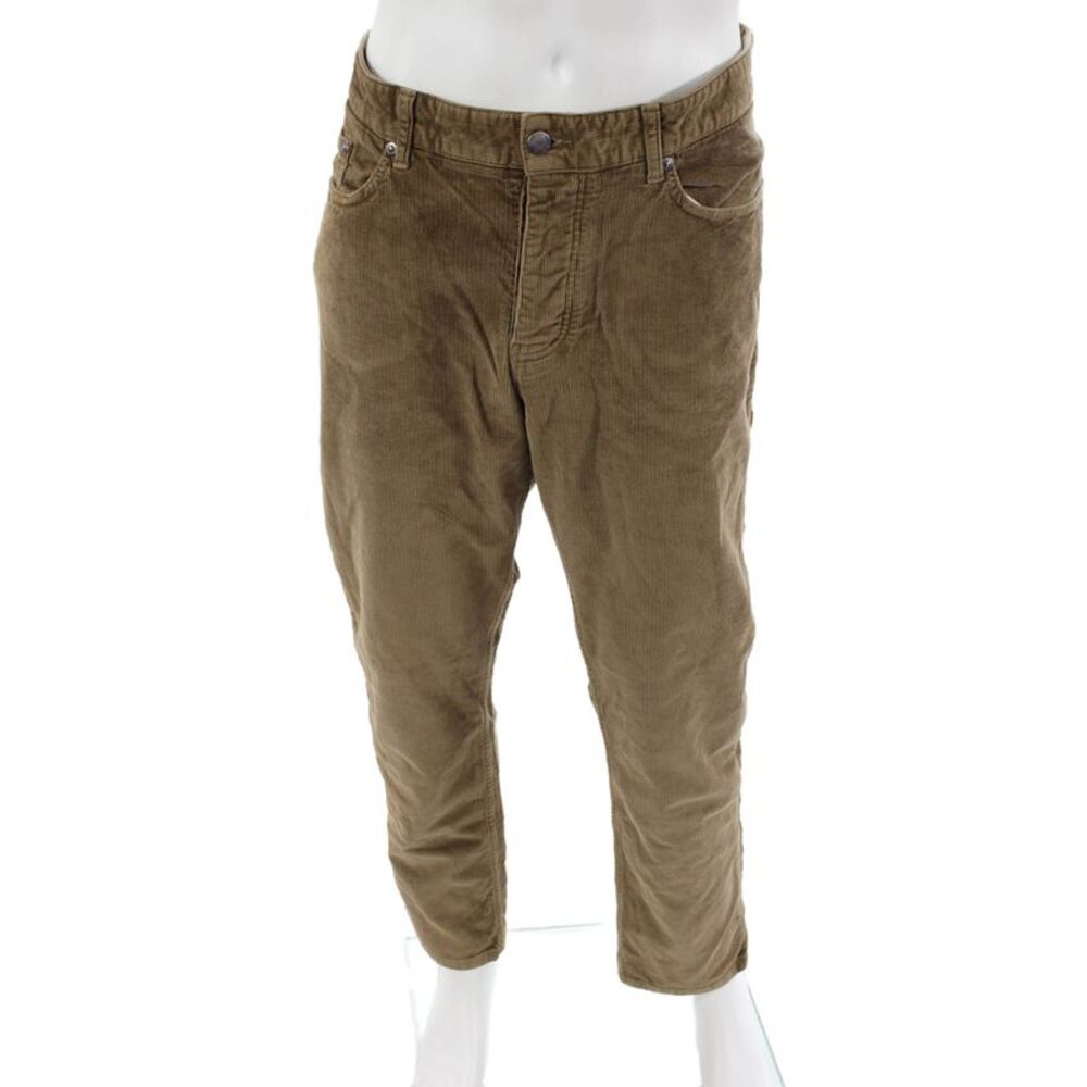 Designer Mens Cropped Brown Pants Button 98% Cotton 2% Elastane Size 38